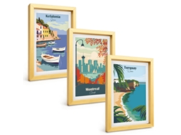 Galeria De Pinturas Muraisvistas Urbanas Da Grécia, Canadá E Austrália Moldura Dourada Fotos Para O Escritório Espelharte (3 Peças 20x30 Cm)