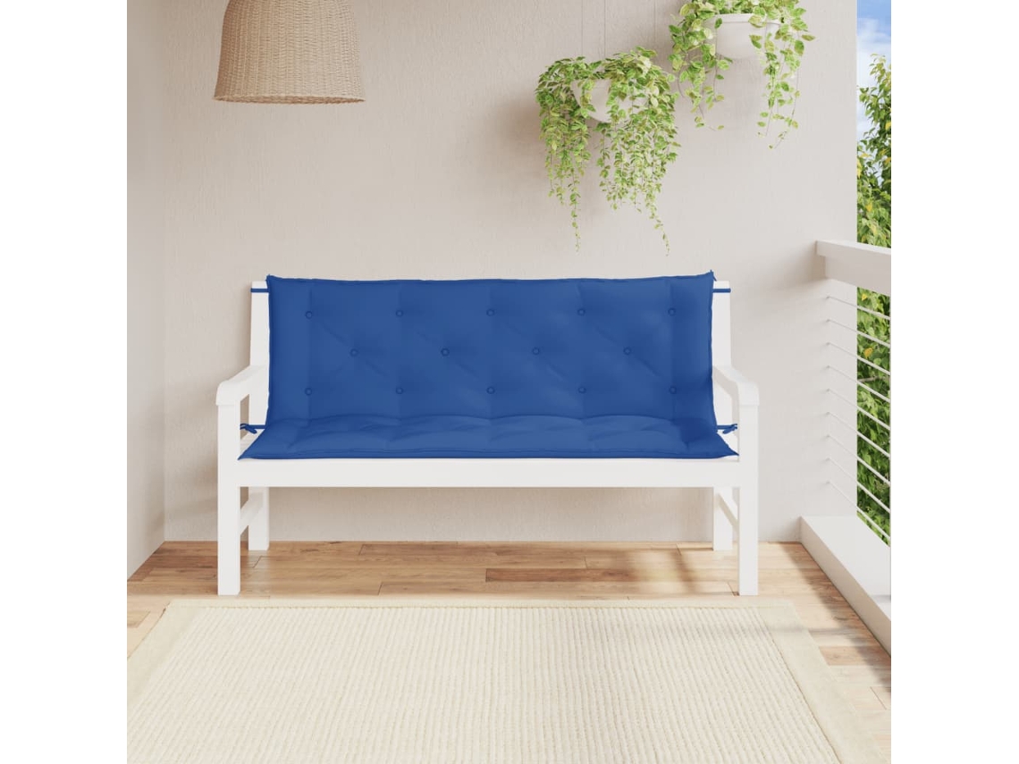 Vidaxl Almofadões Banco Jardim 2 Pcs 150x50x7cm Tecido Oxford Azul