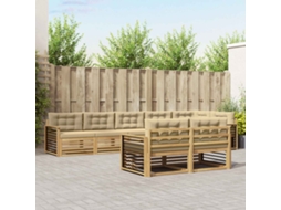 Vidaxl Conjunto De Sofás Para Exterior 8 Unid. Branco E Bege Poliéster