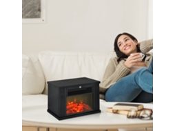 Lareira Elétrica Contemporânea Preta Com Efeito De Chama, Termostato E Potência Ajustável De 600 A 1200w.