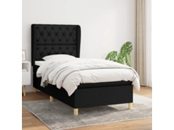 Cama Com Molas/colchão 80x200 Cm Tecido Preto