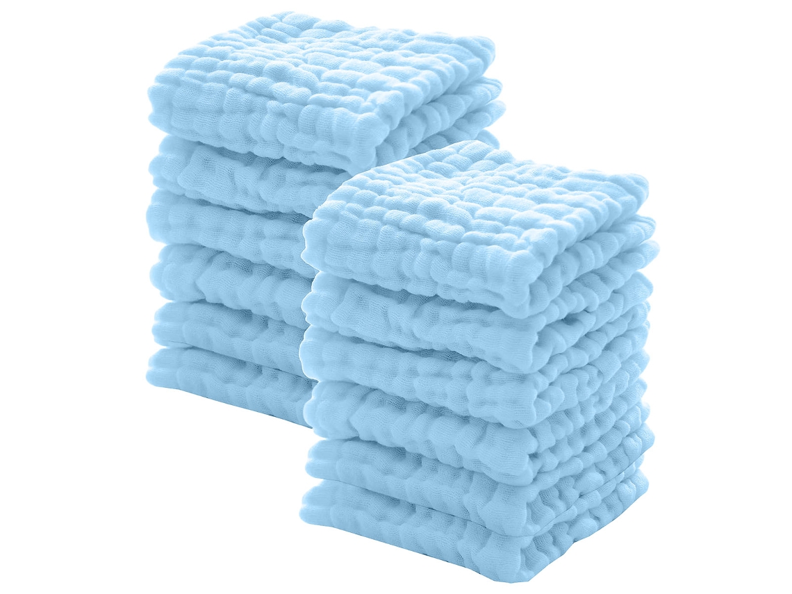 Pacote com 12 Toalhas de Gaze para Crianças, Azul AQUAFORGE