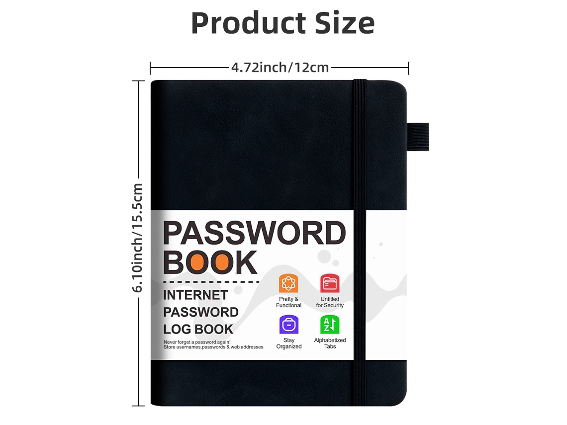 B6 Password Address Phone Notebook, Black