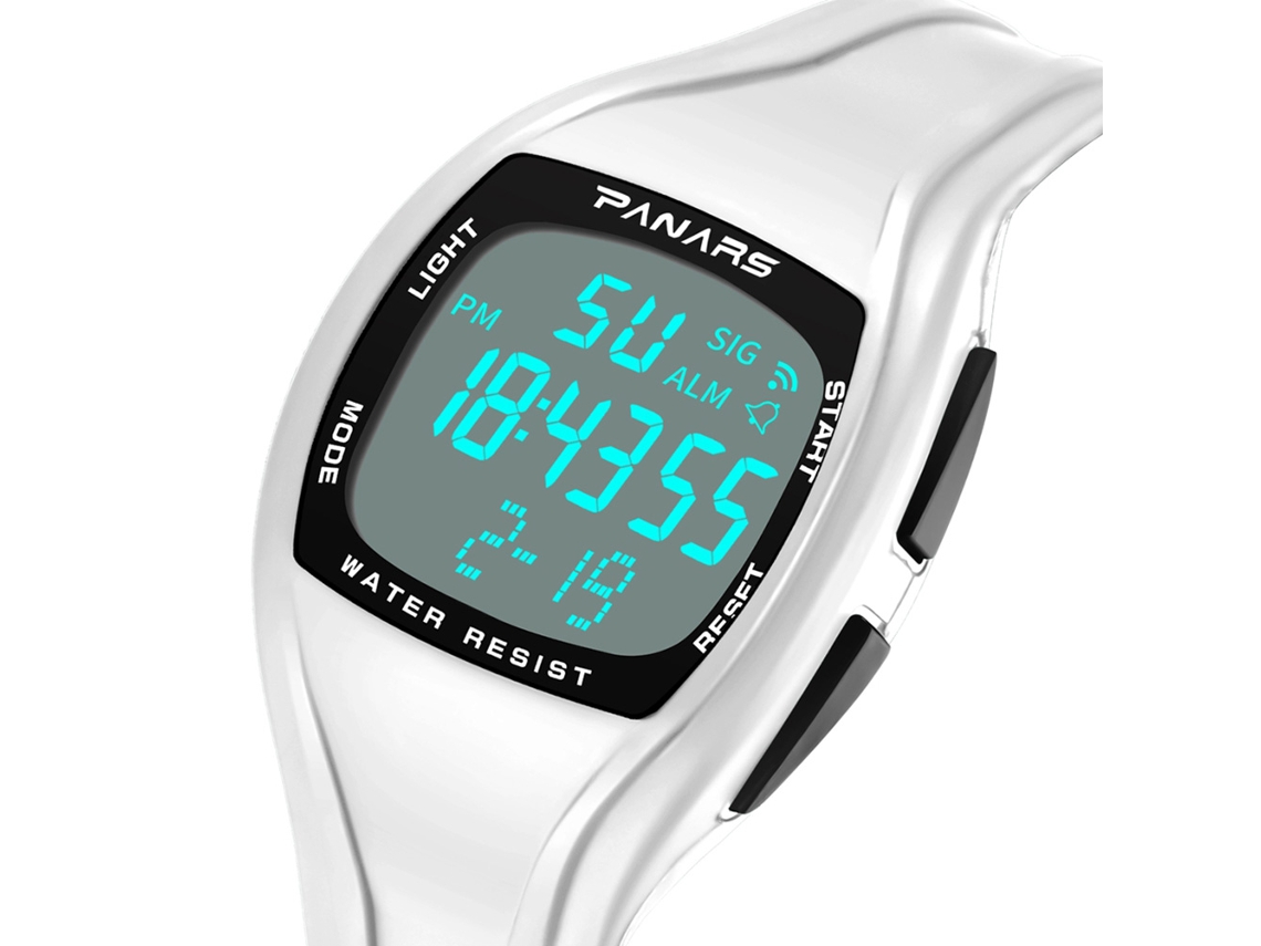 Relógio Masculino Panars Multifuncional Luminoso Resistente À Água com Pulseira de Pu Branco