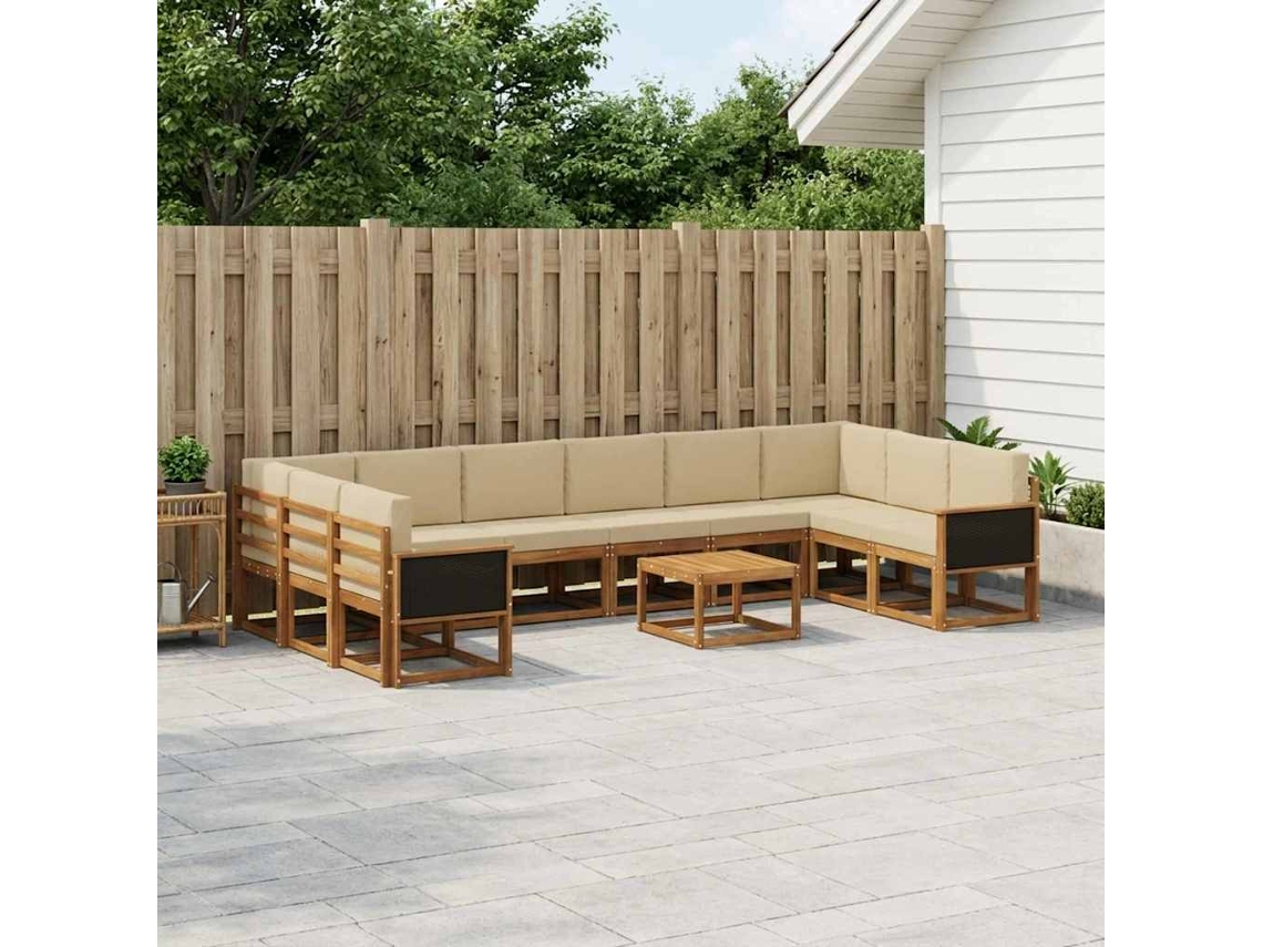Vidaxl Conjunto De Sofás Para Exterior 11 Unid. Natural E Bege