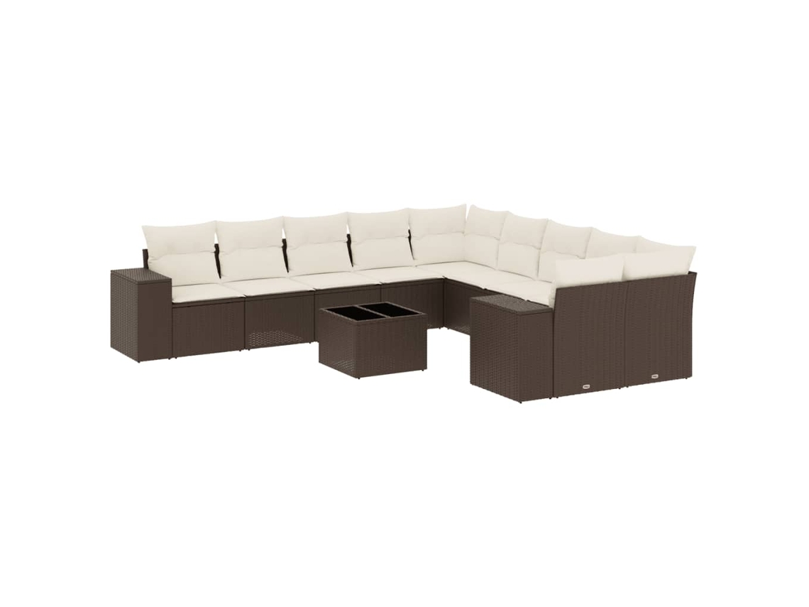 Conjunto de 11 Sofás de Jardim C/ Almofadões Vime Pe Castanho MAISON EXCLUSIVE (11 pcs)