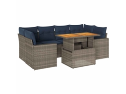 Conjunto de 7 sofás para jardim com almofadões Vime Pe Cinzento MAISON EXCLUSIVE (7 peças)