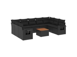 Garden Sofa Set, Garden Sofa Sets Vidaxl Preto Rattan / Vime (n/a)