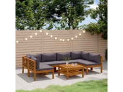 Vidaxl 7 Pcs Conjunto Lounge De Jardim Com Almofadões Acácia Maciça