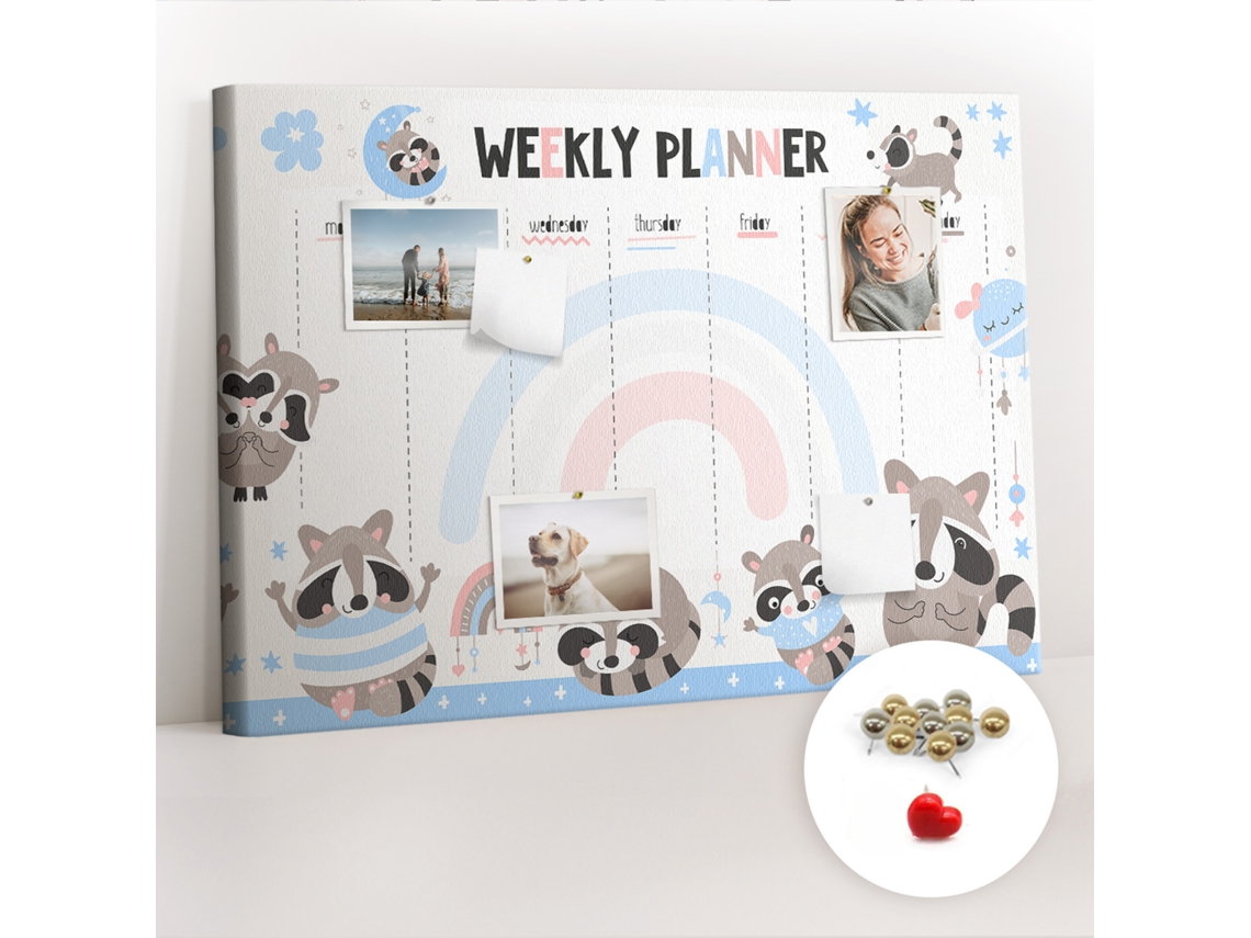 Painel De Cortiça Para Parede Planeador Semanal Infantil Para A Sala De Estar Espelharte (70x100 Cm)