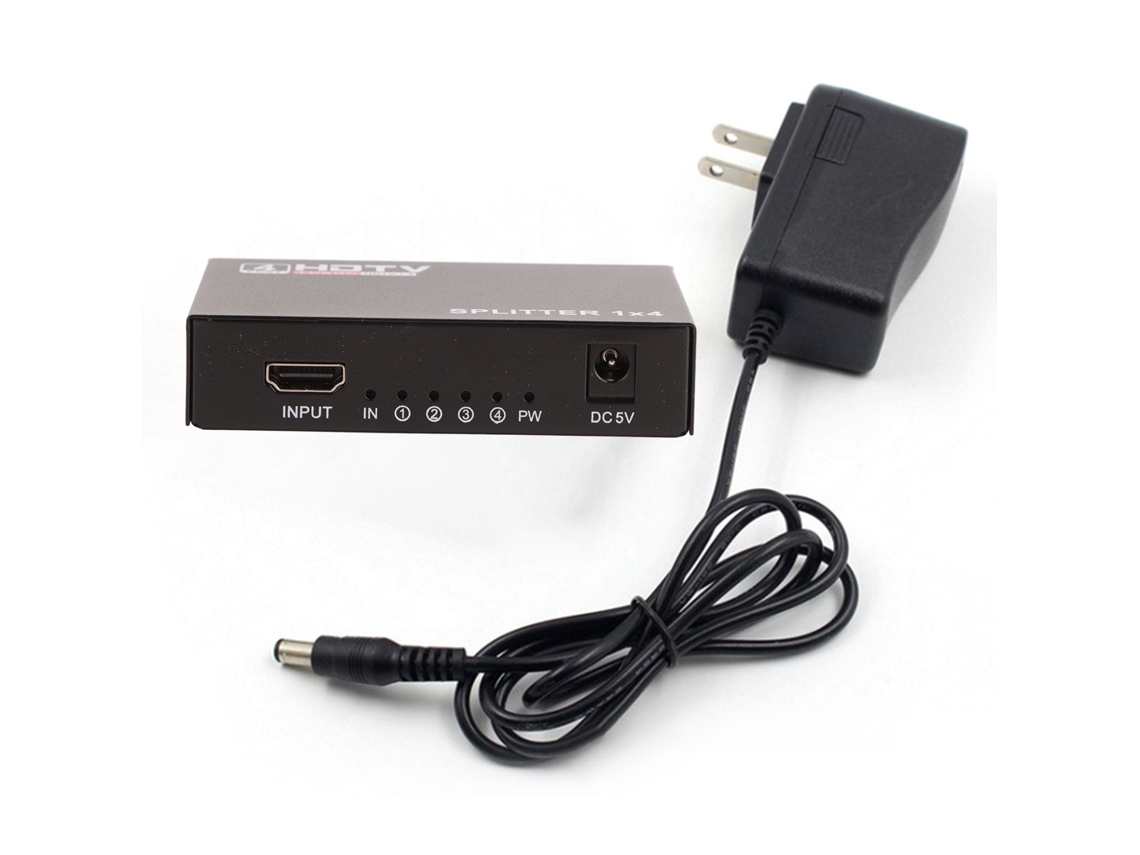 Divisor de Interfaz Multimedia Hd, 1 Entrada, 4 Salidas, Plug And Play para Proyectores, Televisores Lcd, Hdtv, Negro.
