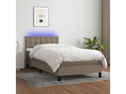 Vidaxl Cama Box Spring + Colchão/led 90x190cm Tecido Cinza-acastanhado