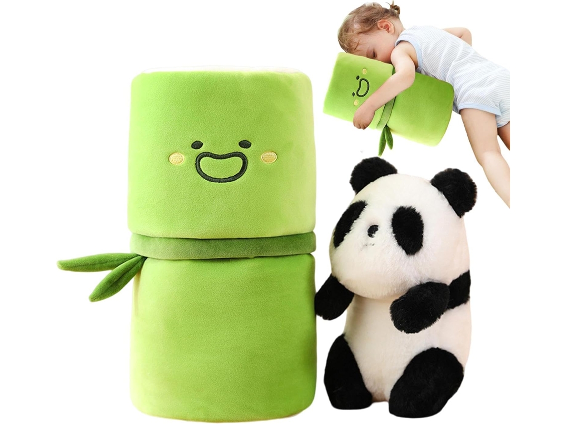 Almofada De Pelúcia De Panda E Bambu - Instalação Prática