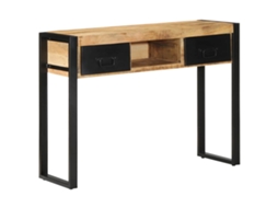 Vidaxl Mesa Consola 100x35x75 Cm Manga De Madeira Áspera Maciça