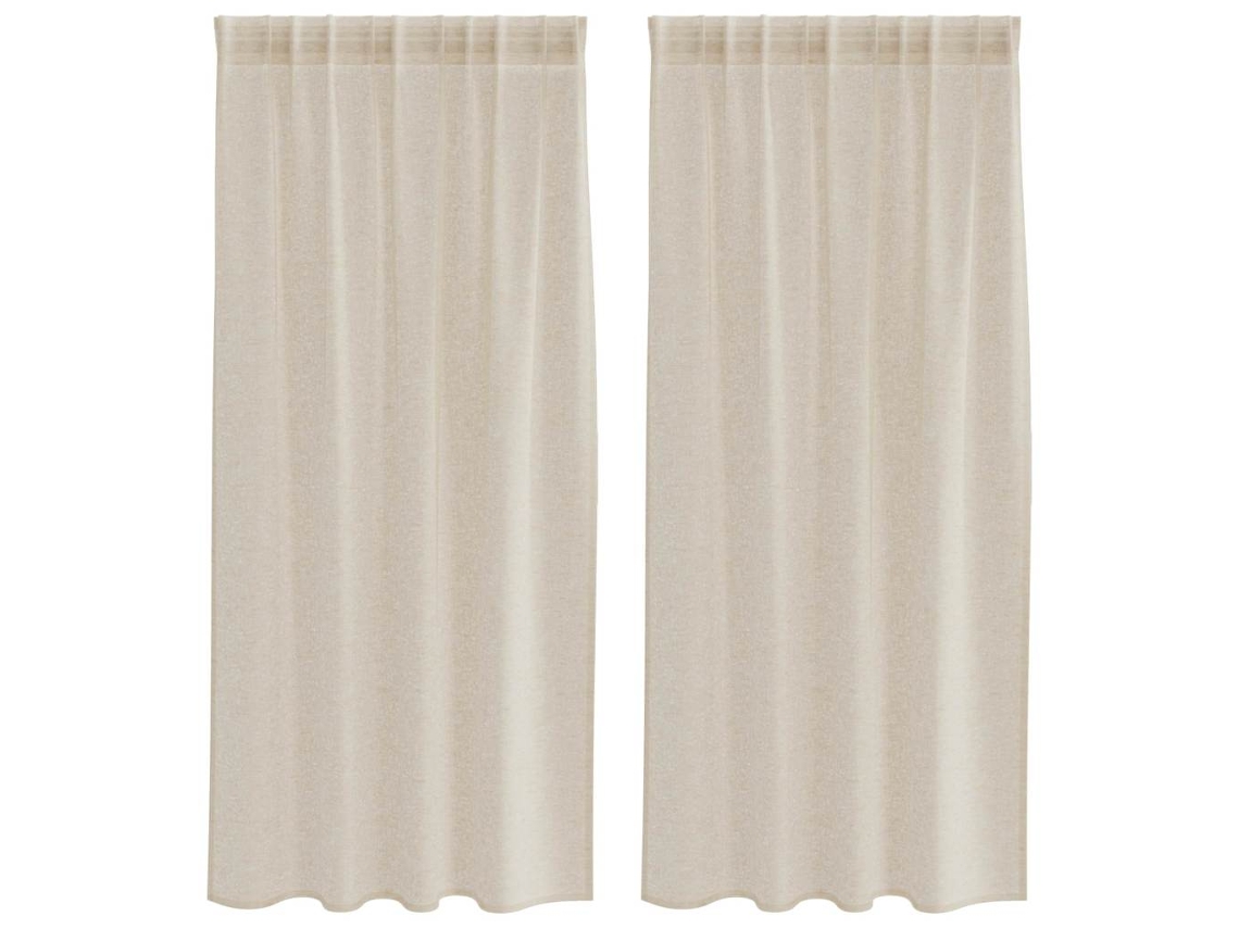 Conjunto 2 Cortina De Voile Vidaxl Bege Poliéster (175 X 140 Cm)