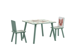 Conjunto Infantil 3 Peças Mesa E 2 Cadeiras Atividades, Verde