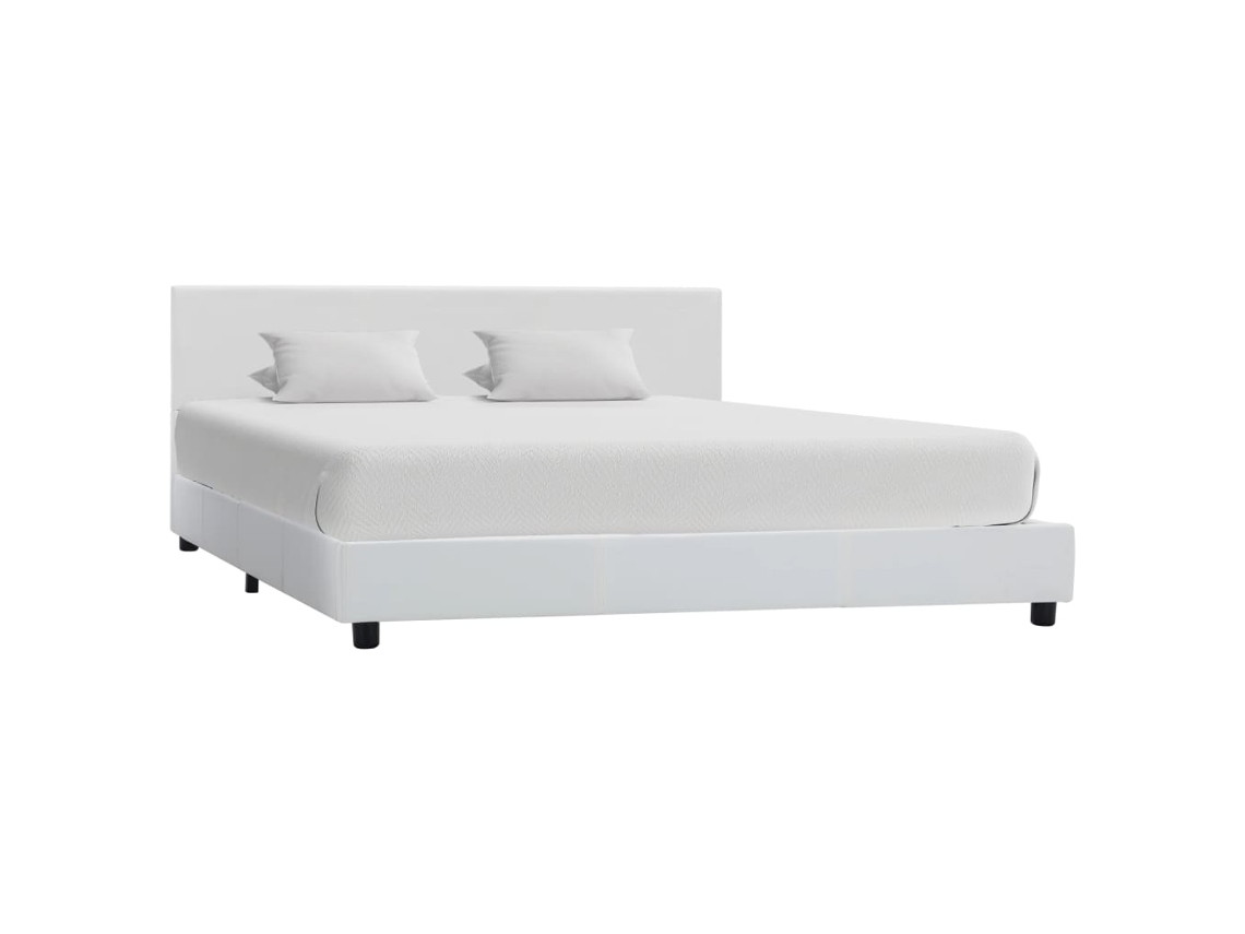 Vidaxl Estrutura De Cama 160x200 Cm Couro Artificial Branco