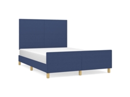 Bed Frame With Headboard, Bed Frames With Headboards Vidaxl Azul Tecido (140 X 200 Cm)