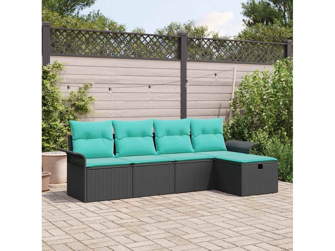 Vidaxl Conjunto De Sofá De Jardim 5 Unid. Rattan Sintético