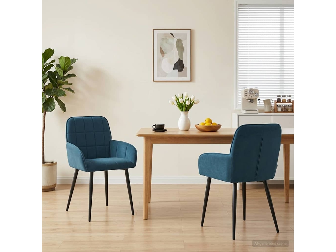 Vidaxl Cadeiras De Jantar 2 Unid. Veludo Azul 57 X 50 X 85 Cm