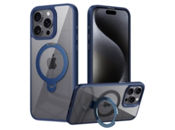 Suporte Casa Magsafe Para Iphone 14 Pro Pele Sintética Magnética Azul