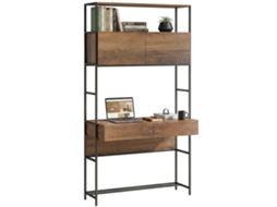 Mesa De Computador Com 2 Gavetas, 100 X 45 X 185 Cm, Mesa Com Espaço De Armazenamento, 2 Portas E Prateleiras Abertas, Marrom