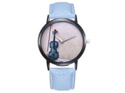 Relógio Masculino Simples Ultra Fino de Quartzo com Pulseira Pu Azul Claro
