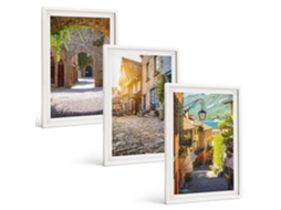 Conjunto De Pinturas Ruas De Pedra Charmosas Moldura Branca Quadros Para O Escritório Espelharte (3 Piezas De 40x60 Cm)