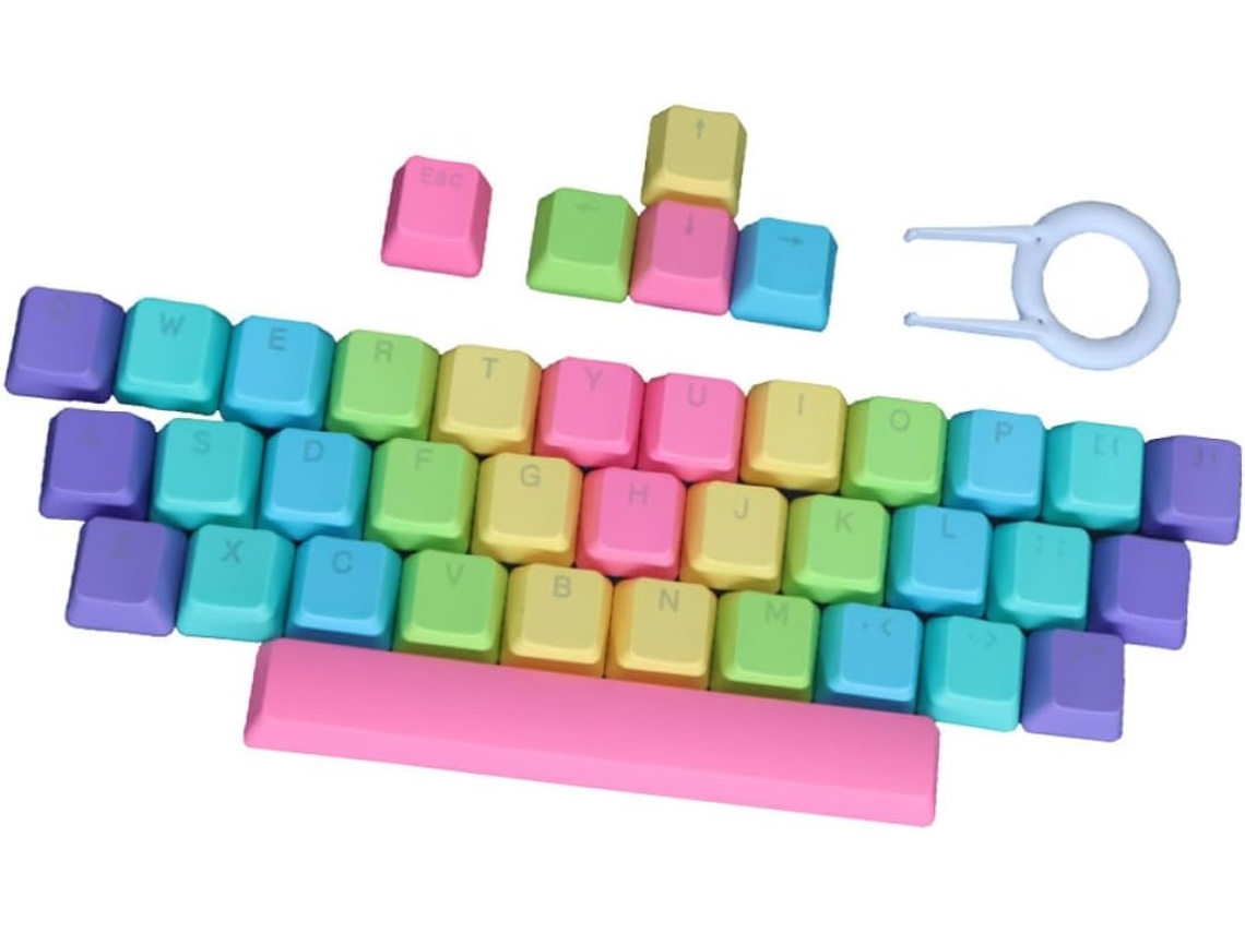 Conjunto De 39 Teclas Rainbow Pbt Para Teclado Com Extrator.