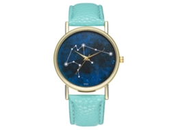 Relógio de Pulso de Quartzo Fashion com Pulseira de Couro Mostrador Céu Estrelado (menta)