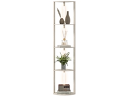 Abajur de Piso Led, Prateleira de Canto, Regulável, 4 Prateleiras, Luz Branca Quente, 41x30x164cm, Carvalho Ge
