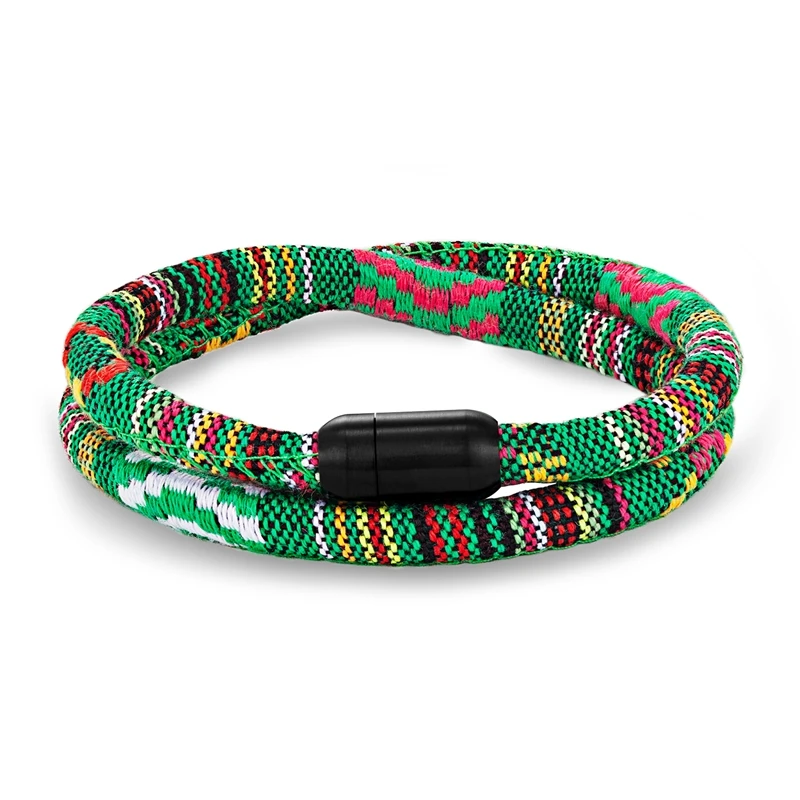 Pulseira de Casal Simples e Colorida Trançada em Corda, Estilo Étnico, Feita À Mão MDUG (verde 21cm)