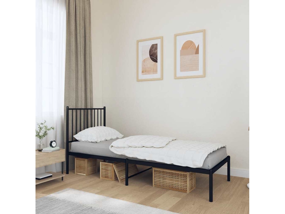 Vidaxl Estrutura De Cama Com Cabeceira 80x200 Cm Metal Preto