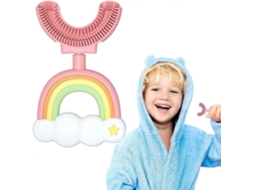 Escova de Dentes em Formato U para Crianças, Limpeza Oral 360° com Cabeça Silicone Macia GOKOCO (2 a 6 Anos Rosa)