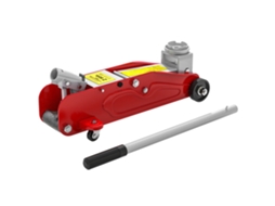 Macaco Hidráulico Para Carros De 2 Toneladas Com Altura Ajustável 12-30 Cm E 4 Rodas Para Apoiar Vermelho E Cinza