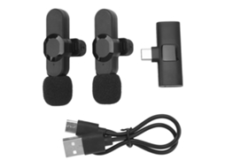 2pcs Microfone Lavalier Sem Fio 2.4ghz Redução de Ruído Mini Clip para Gravação Transmissão Ao Vivo Android S/MARCA