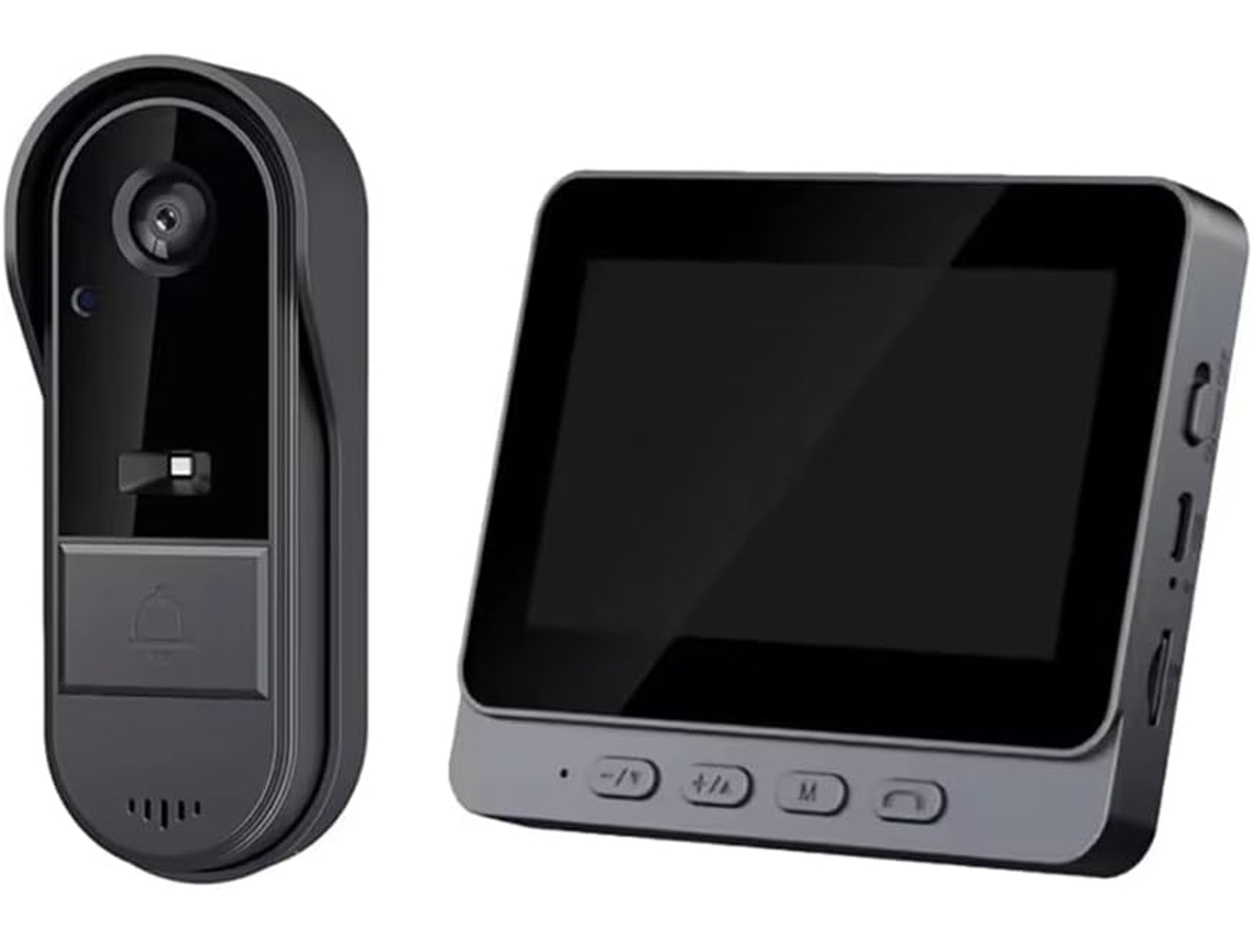 Campainha Com Interfone, Visão Noturna Hd, Tela Ips De 4,3 Polegadas E Câmera À Prova D'água