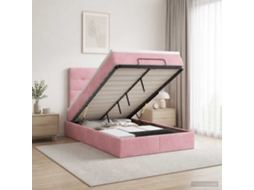Vidaxl Cama Ottoman Com Colchão Com Cabeceira Rosa 120 X 190 Cm Veludo