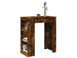 Vidaxl Mesa De Bar C/ Prateleiras Derivados De Madeira Carvalho Fumado