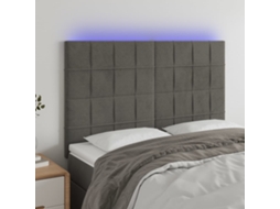 Cabecero de terciopelo con LED 144x5x118/128 cm Gris oscuro