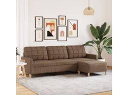 Vidaxl Sofá De 3 Lugares Com Apoio De Pés 210 Cm Tecido Castanho