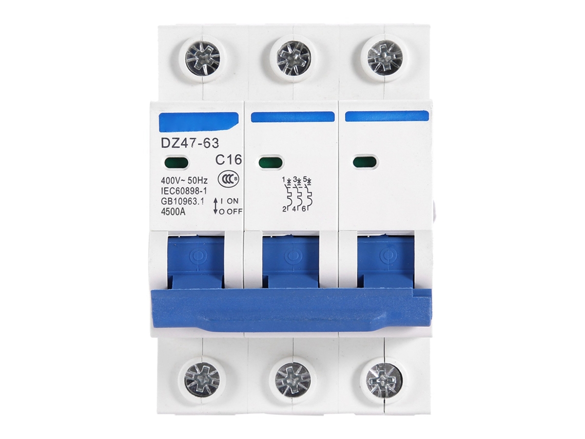 Disjuntor Miniatura Mcb Dz47-63 400v 16a 3 Polos Seguro