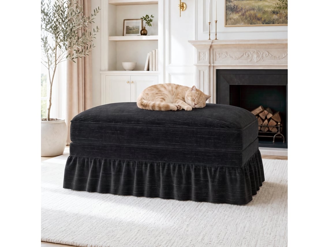 Banqueta Windsor Em Chenille - Preta