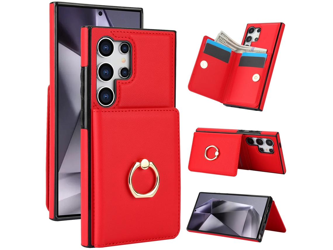 Capa Hexinyigjly Para Samsung S26 Ultra Com Porta Cartões Vermelho