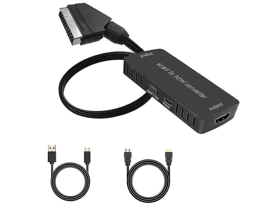 Conversor Scart Para Hdmi Com Cabo Hdmi, 720p/1080p, Compatível N64, Wii E Outros Preto Bestvite