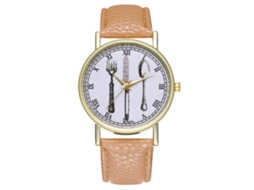Reloj Analógico Unisex Pareja Cuero Pu Correa De Cuarzo Para Estudiantes Beige