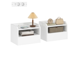 Conjunto de 2 Mesas de Cabeceira Flutuantes com Gaveta e Porta Usb (40x29x29 cm) VOLTEDGE