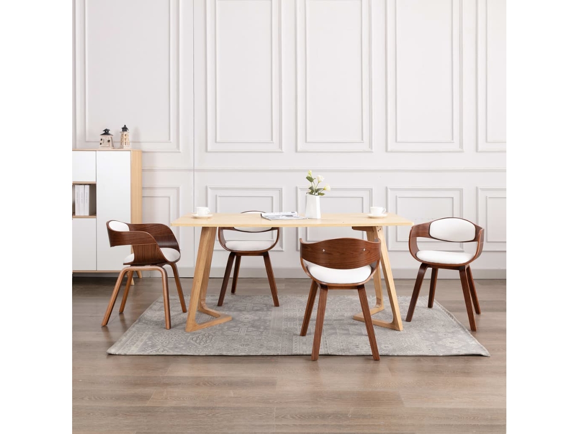 Vidaxl Cadeiras Jantar 4 Pcs Madeira Curvada E Couro Artificial