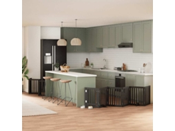 Vidaxl Portão P/ Cães Com Porta Dobrável 15 Painéis 750 Cm Álamo Preto