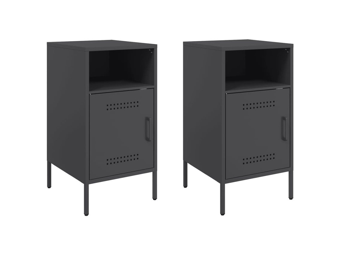 Mesas de Cabeceira 2 Pcs 36x39x68 Cm Aço Preto MAISON EXCLUSIVE
